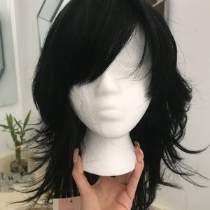 Dark Brown Layered Wig with Tags